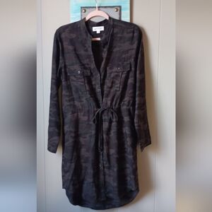 Elegant Black Camouflage Midi Dress